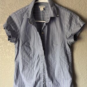J. Crew women’s Blue Striped Shirt euc sz xxs career intern apprentice coastal